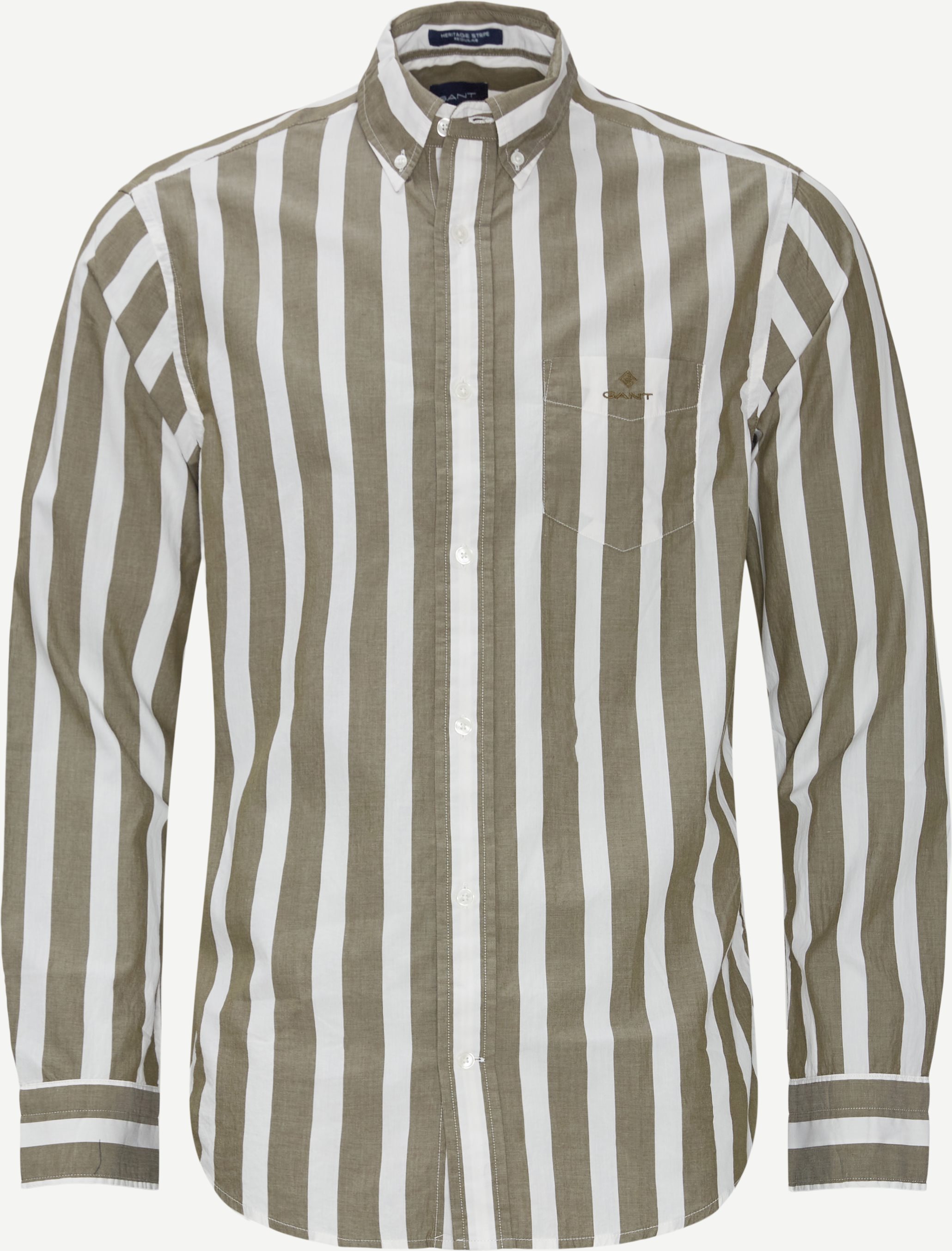 Wide Poplin Stripe Skjorte - Skjorter - Regular fit - Grøn